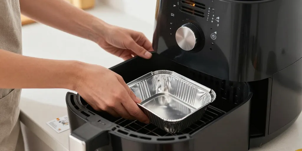 peut on mettre barquette alu dans air fryer