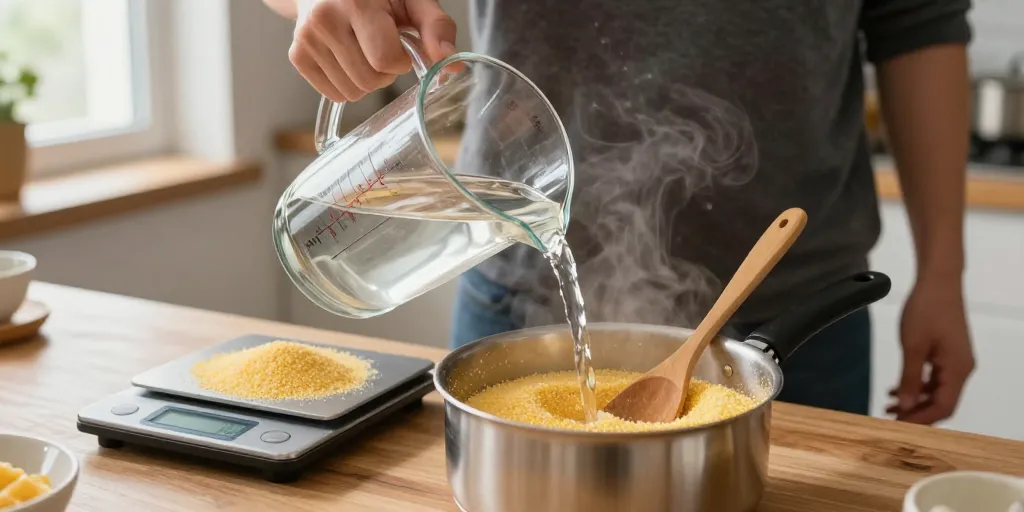 combien d eau pour 100g de polenta
